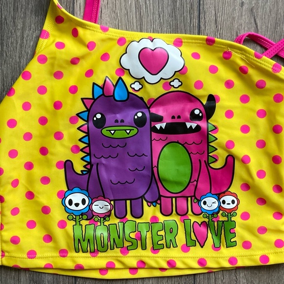 Girls 2 Piece Monster Bathing Suit. Girls size M. - Picture 5 of 6